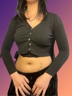 Elegant Black Button-Down Cardigan